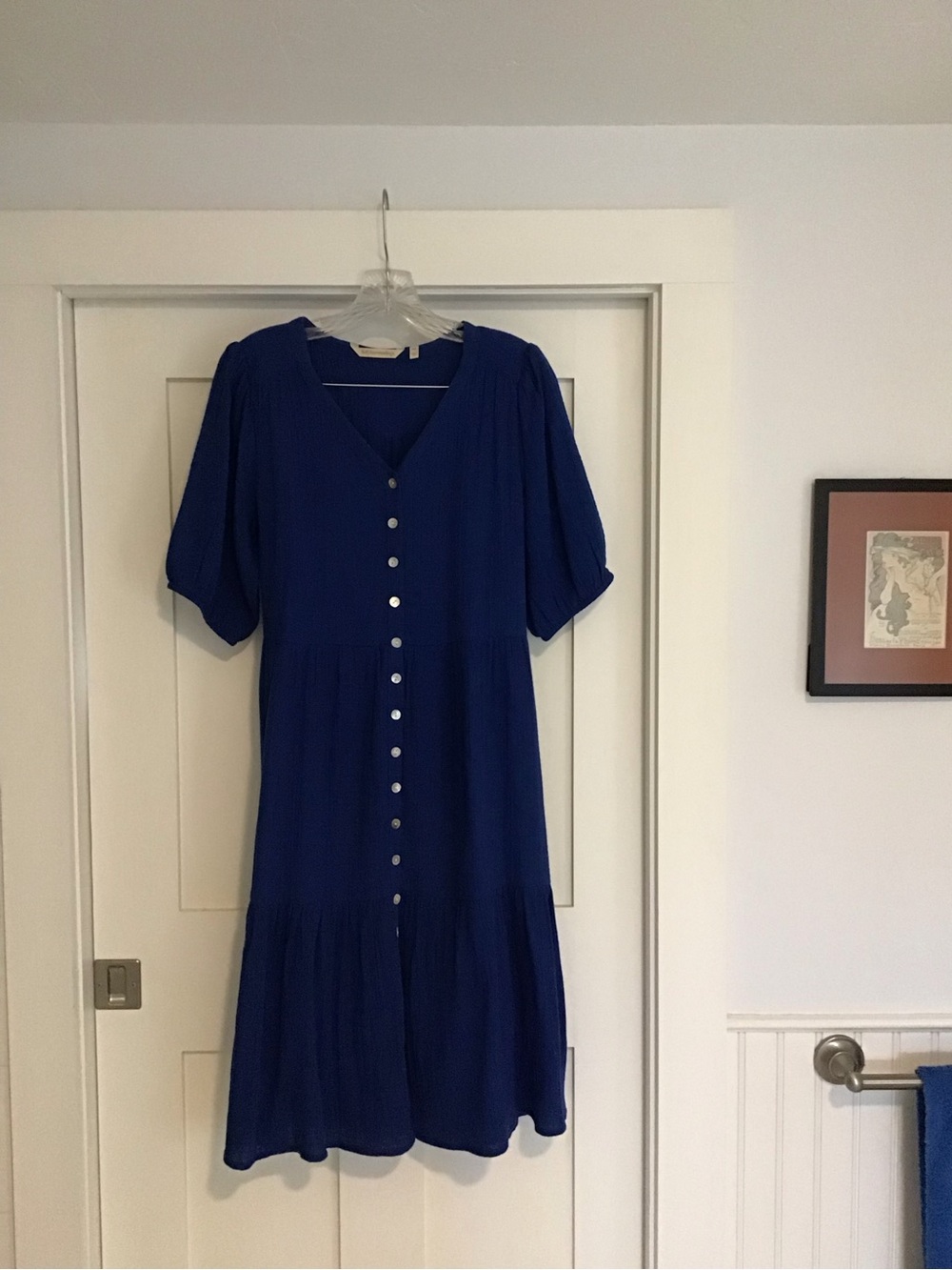 Soft Surroundings Deep Cobalt Button-Front Midi Dress